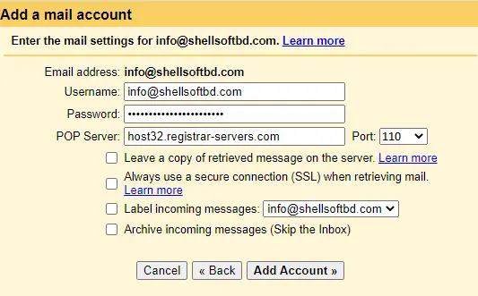 Webmail to Gmail Setup