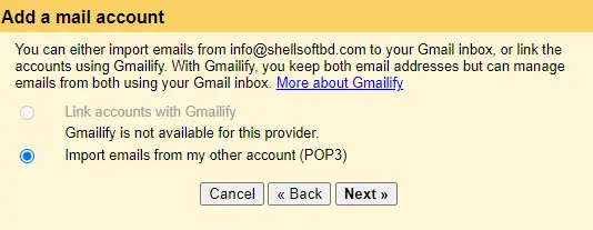 Webmail to Gmail Setup